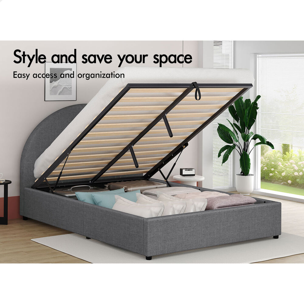 ALFORDSON Bed Frame Queen Double King Single Gas Lift-up Storage Leather Boucle - Picture 20 of 239