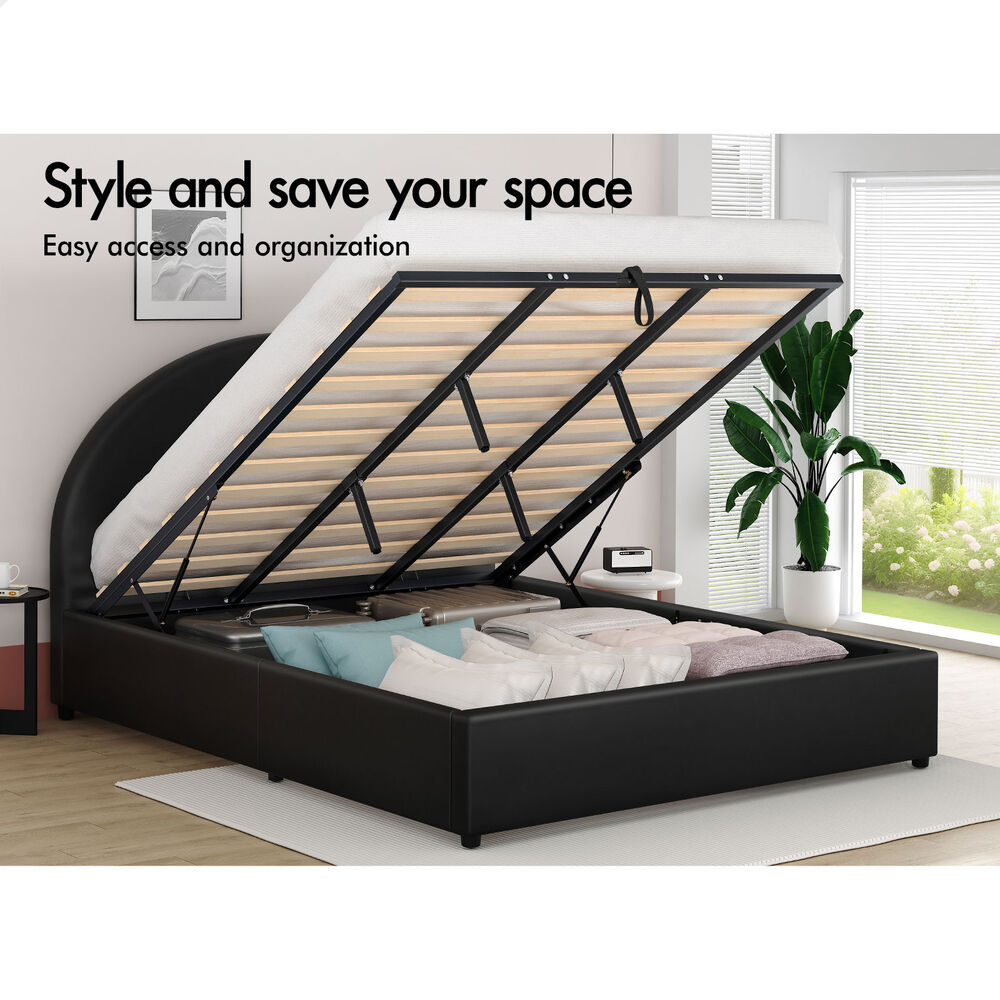 ALFORDSON Bed Frame Double Queen King RGB LED Gas Lift Storage Base Leather - Picture 710 of 1,903