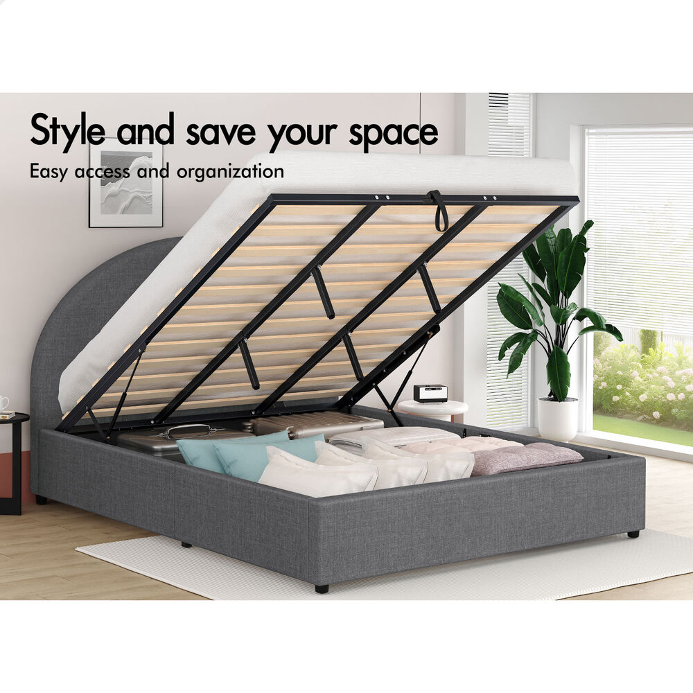 ALFORDSON Bed Frame Queen Double King Single Gas Lift-up Storage Leather Boucle - Picture 68 of 239