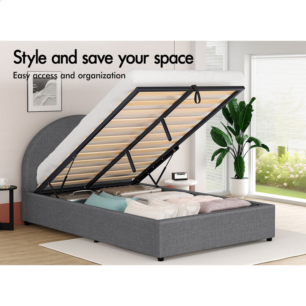 ALFORDSON Bed Frame Queen Double King Single Gas Lift-up Storage Leather Boucle - Picture 116 of 239