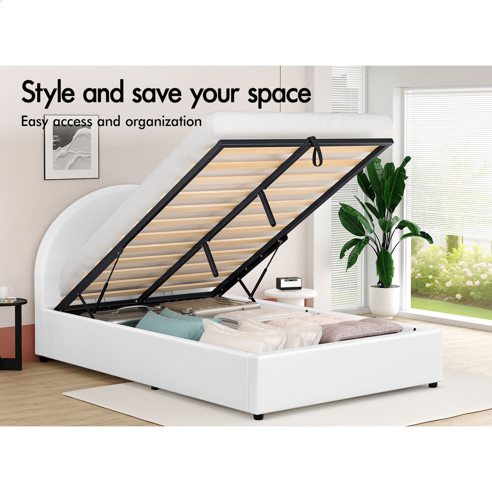 ALFORDSON Bed Frame Double Queen King RGB LED Gas Lift Storage Base Leather - Picture 794 of 1,903