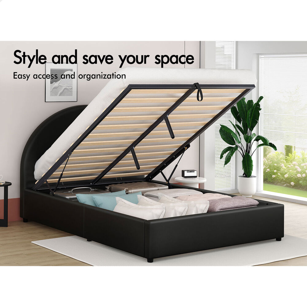 ALFORDSON Bed Frame Queen Double King Single Gas Lift-up Storage Leather Boucle - Picture 175 of 239