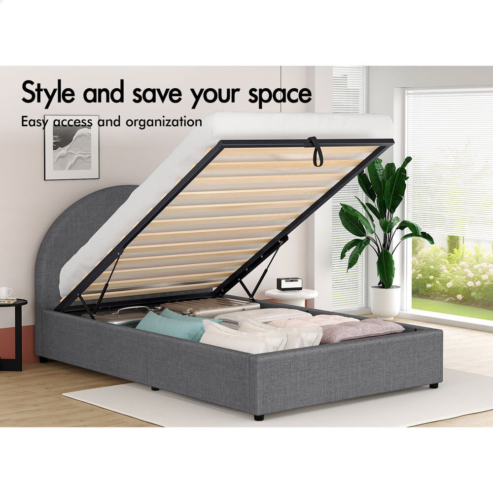 ALFORDSON Bed Frame Queen Double King Single Gas Lift-up Storage Leather Boucle - Picture 209 of 239