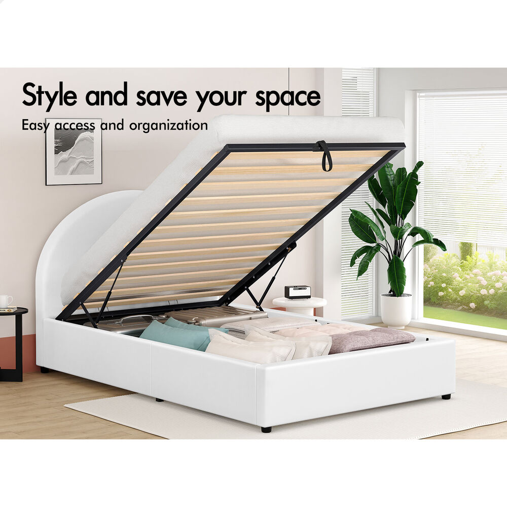 ALFORDSON Bed Frame Double Queen King RGB LED Gas Lift Storage Base Leather - Picture 885 of 1,903