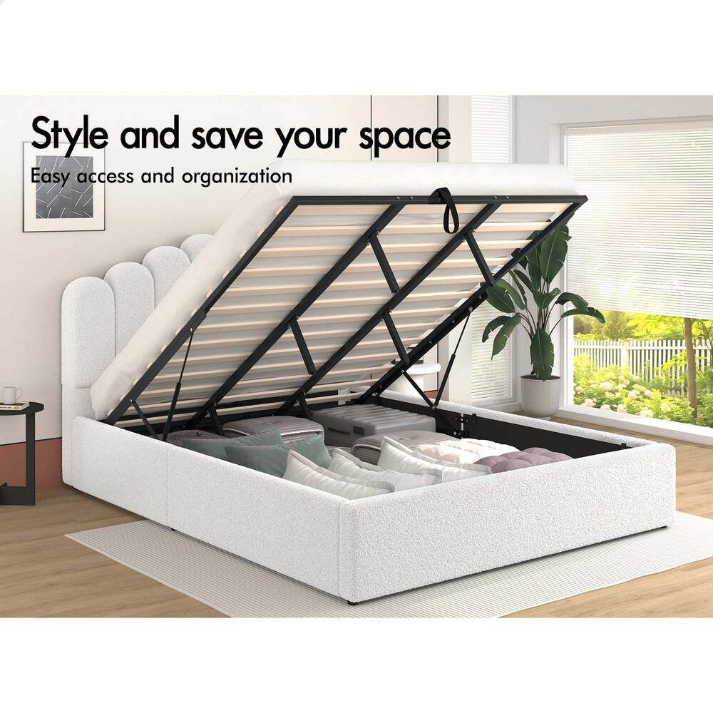 ALFORDSON Bed Frame Queen Double King Single Gas Lift Storage Leather Boucle - Picture 56 of 244