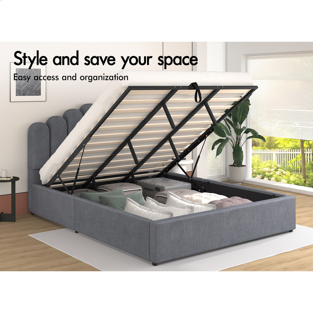 ALFORDSON Bed Frame Queen Double King Single Gas Lift Storage Leather Boucle - Picture 68 of 244