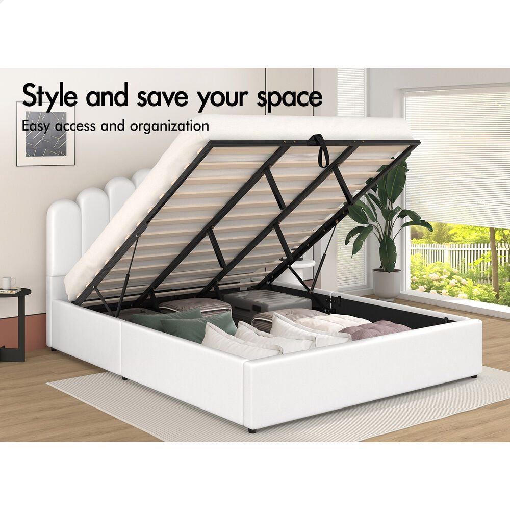ALFORDSON Bed Frame Queen Double King Single Gas Lift Storage Leather Boucle - Picture 92 of 244
