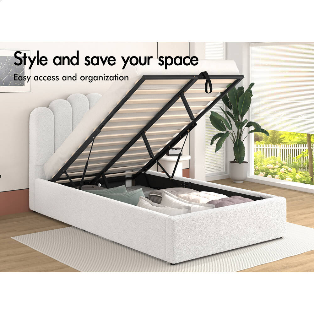 ALFORDSON Bed Frame Queen Double King Single Gas Lift Storage Leather Boucle - Picture 104 of 244