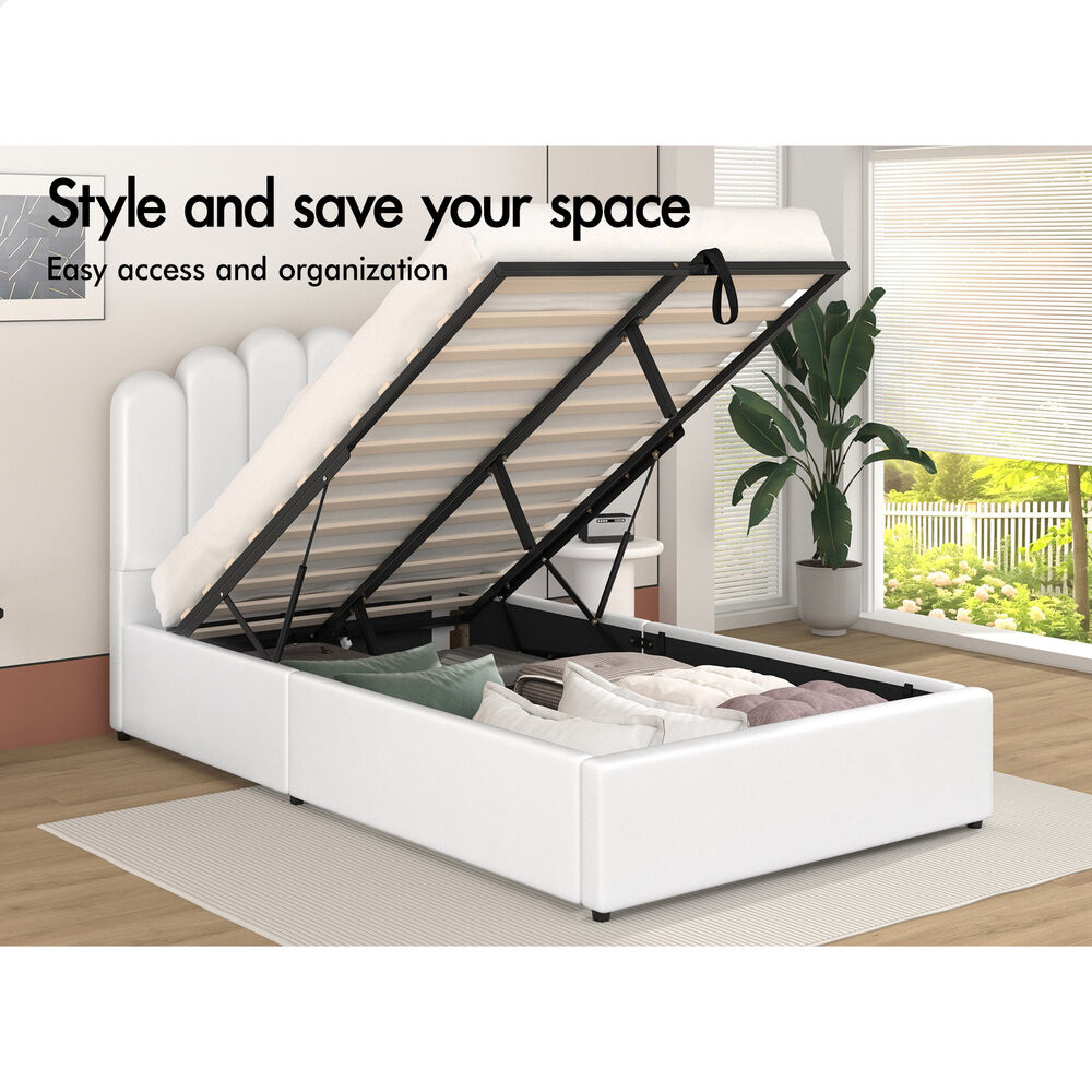 ALFORDSON Bed Frame Queen Double King Single Gas Lift Storage Leather Boucle - Picture 140 of 244