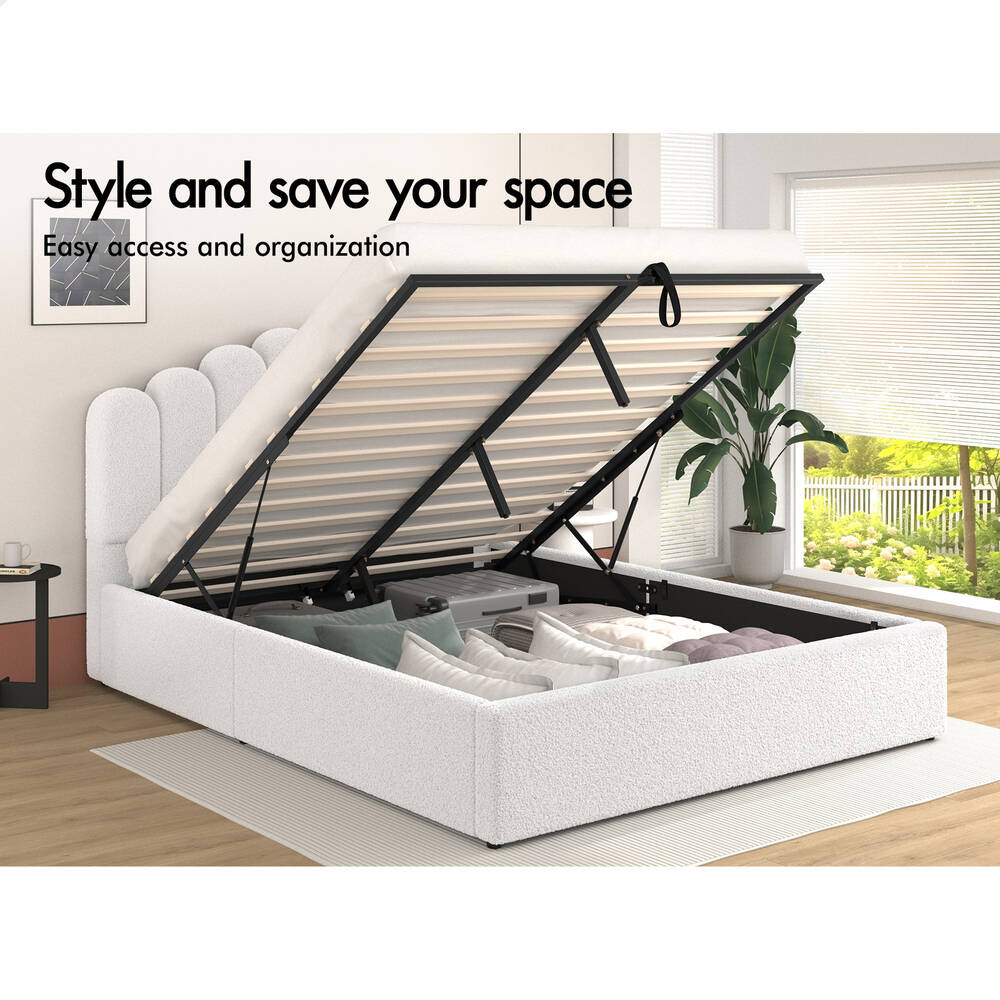 ALFORDSON Bed Frame Queen Double King Single Gas Lift Storage Leather Boucle - Picture 152 of 244