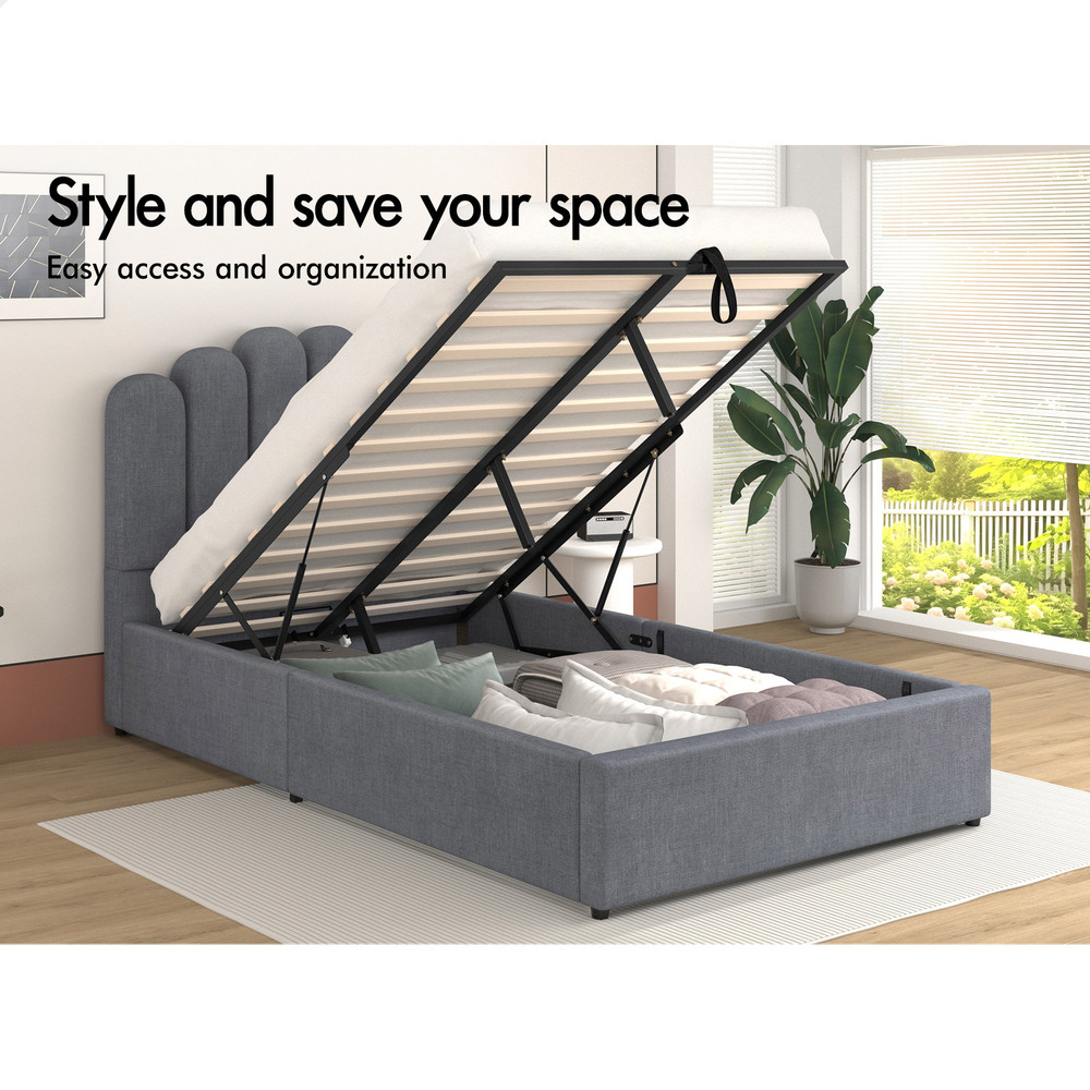 ALFORDSON Bed Frame Queen Double King Single Gas Lift Storage Leather Boucle - Picture 211 of 244