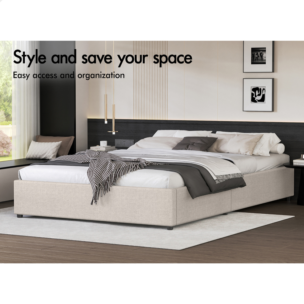 ALFORDSON Bed Frame Queen Double King Single Gas Lift Storage Fabric Boucle - Picture 28 of 361