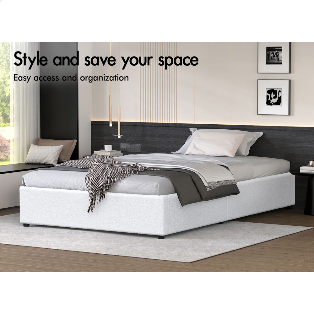 ALFORDSON Bed Frame Queen Double King Single Gas Lift Storage Fabric Boucle - Picture 148 of 361