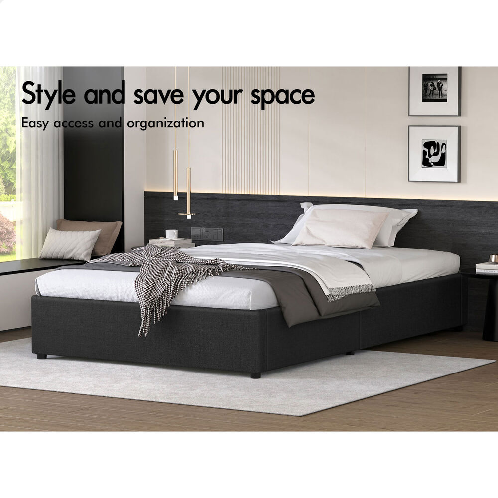 ALFORDSON Bed Frame Queen Double King Single Gas Lift Storage Fabric Boucle - Picture 160 of 361