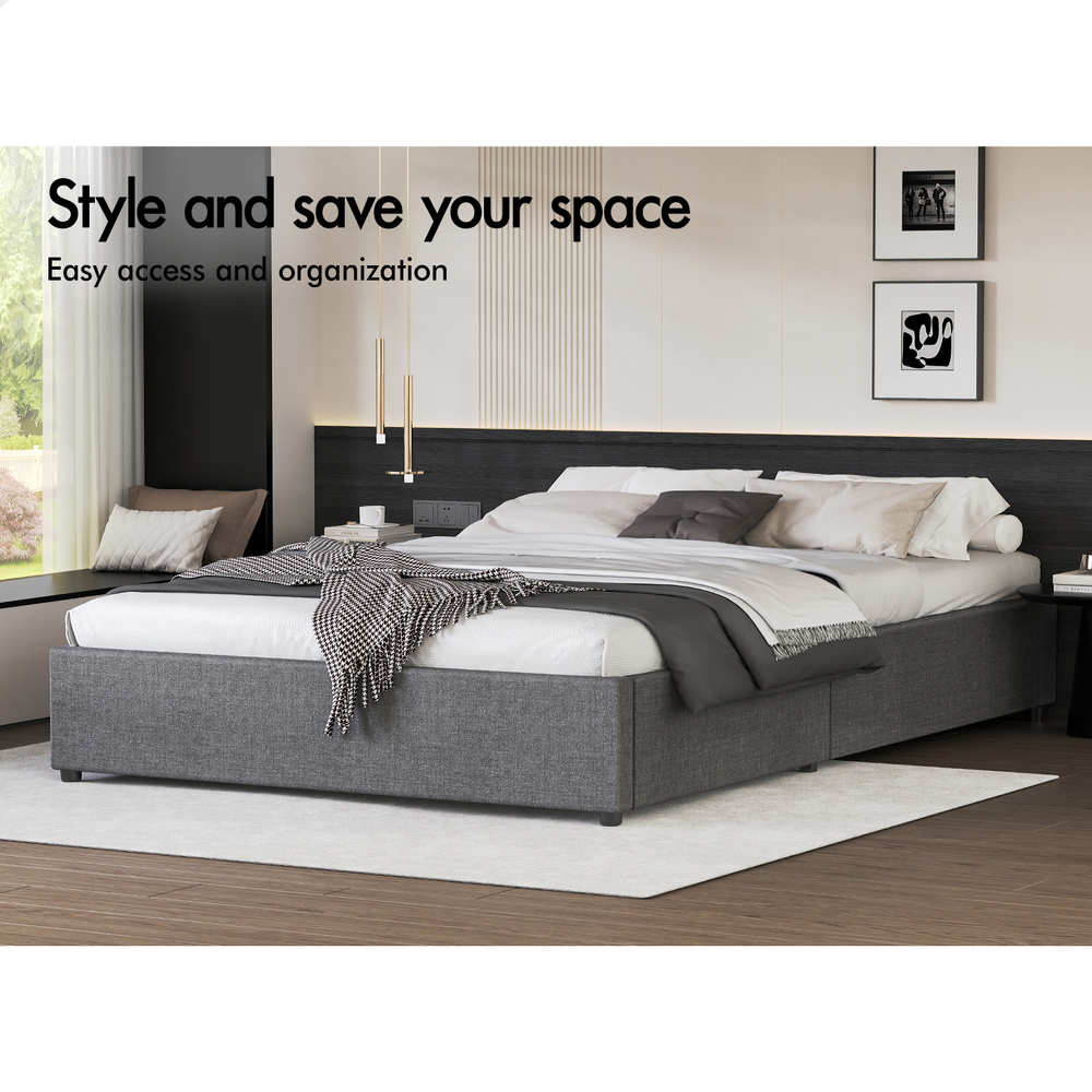 ALFORDSON Bed Frame Queen Double King Single Gas Lift Storage Fabric Boucle - Picture 256 of 361