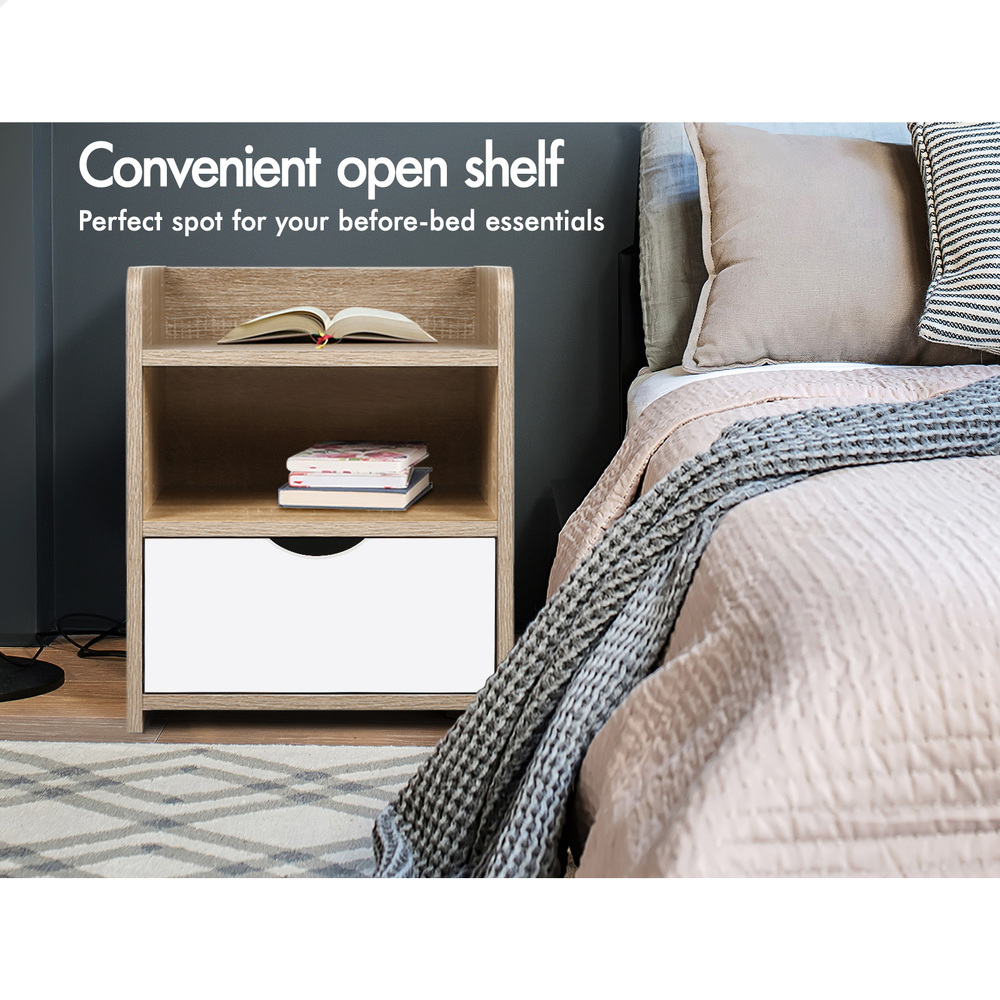 ALFORDSON Bedside Table RGB LED Nightstand 1/2/3 Drawers Side Table Storage - Picture 148 of 521