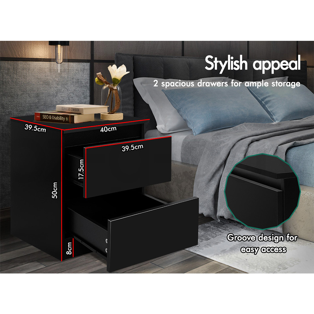 ALFORDSON Bedside Table RGB LED Nightstand 1/2/3 Drawers Side Table Storage - Picture 276 of 521