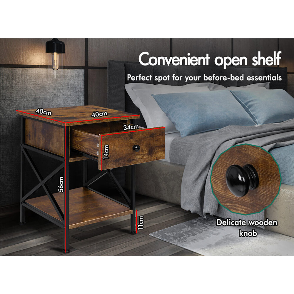 ALFORDSON Bedside Table RGB LED Nightstand 1/2/3 Drawers Side Table Storage - Picture 446 of 521