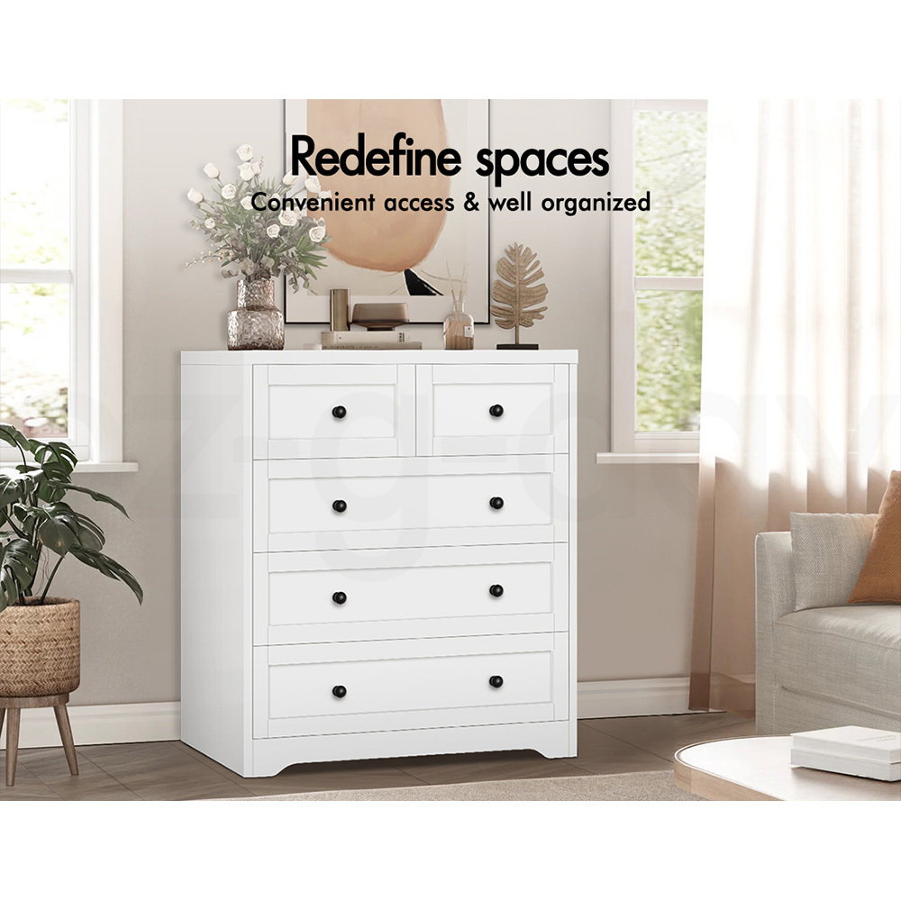 ALFORDSON 5 Chest of Drawers Hamptons Storage Cabinet Dresser Tallboy - Picture 25 of 34