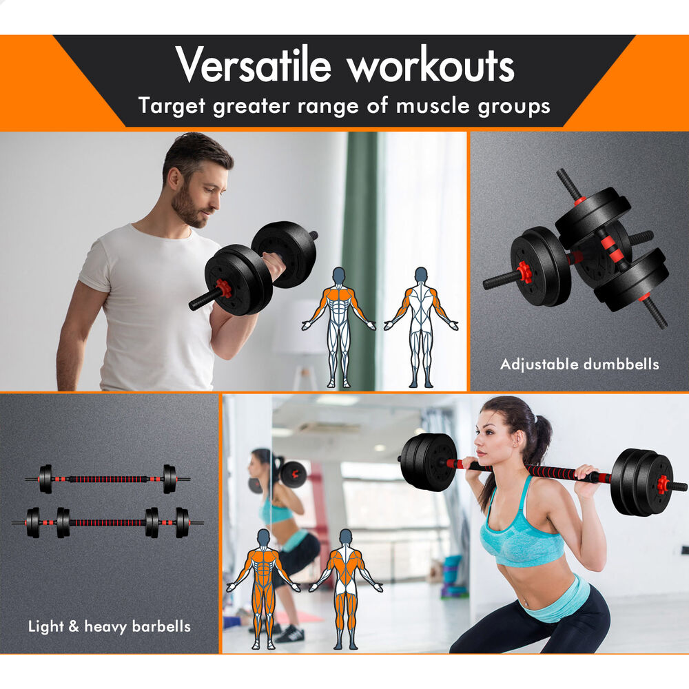 BLACK LORD 20kg 40kg Dumbbell Set Adjustable Barbell Kettlebell Home Gym Fitness - Picture 28 of 63