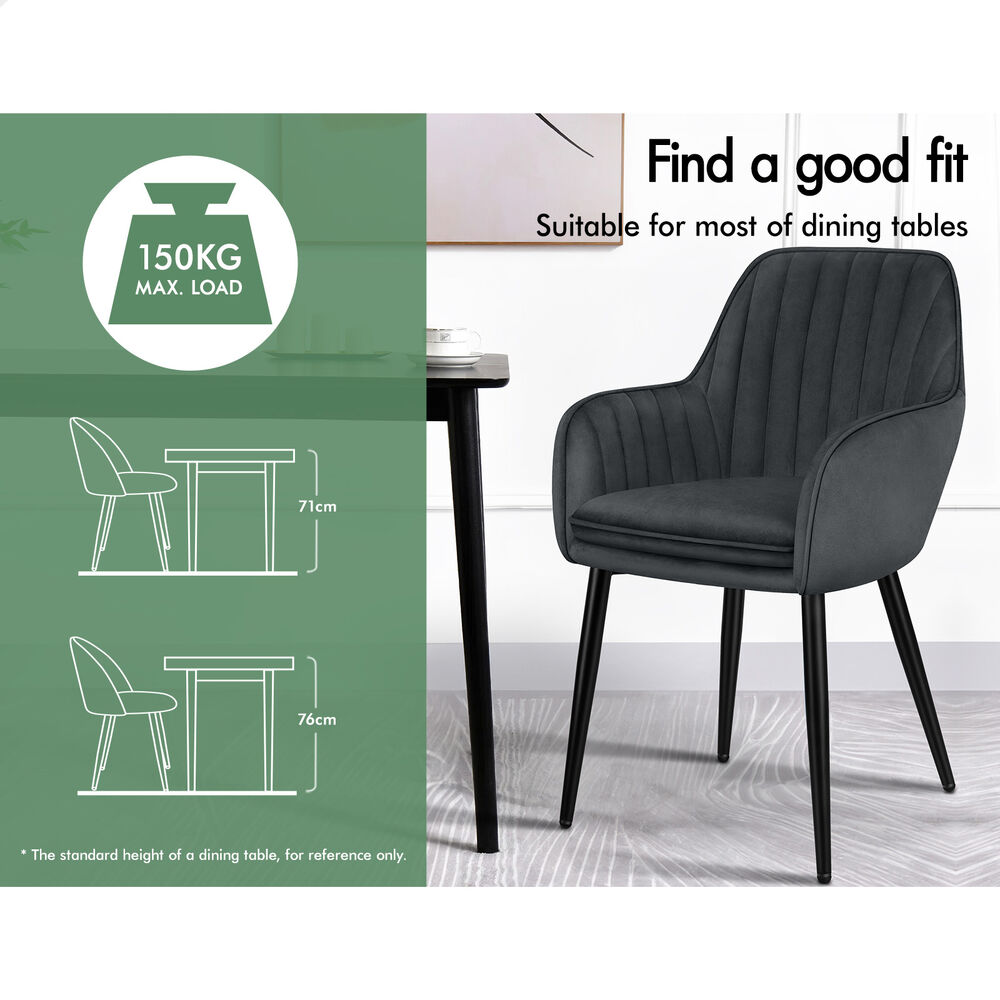 ALFORDSON 2/4x Armchair Dining Chair Kitchen Accent Sofa Couch Granular Velvet - Picture 49 of 90