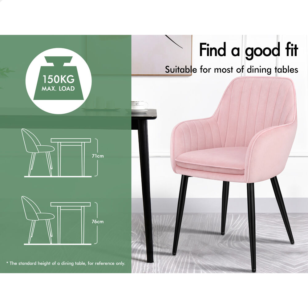 ALFORDSON 2/4x Armchair Dining Chair Kitchen Accent Sofa Couch Granular Velvet - Picture 82 of 90