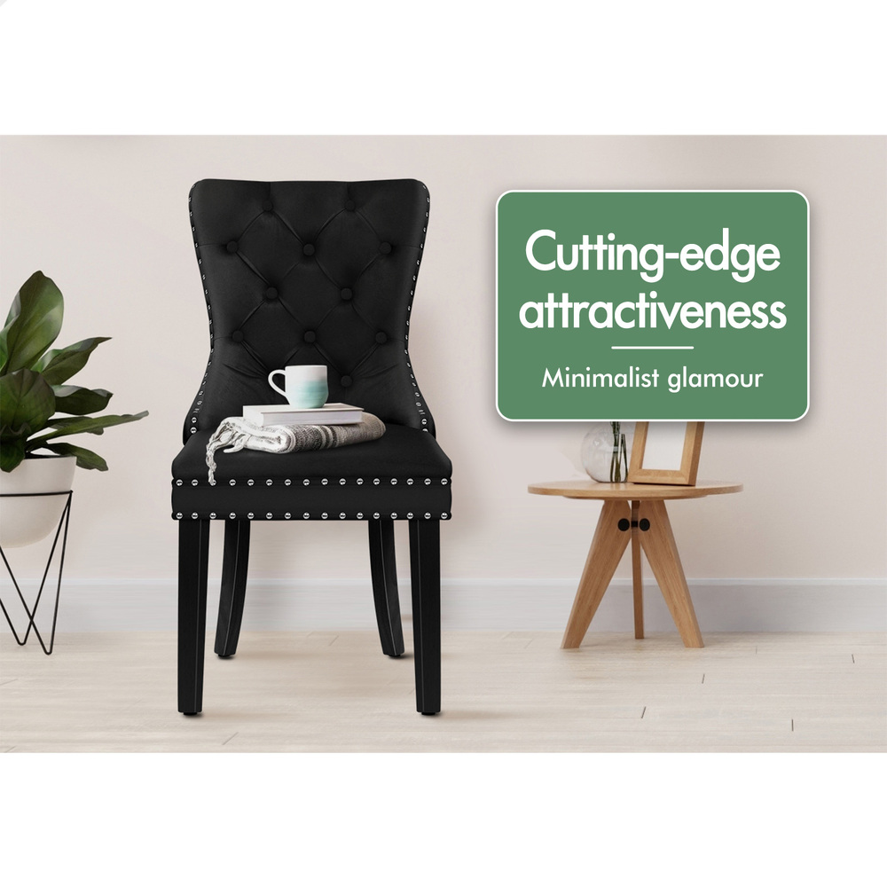 ALFORDSON 2x/4x Dining Chair Kitchen Padded Diamond Tufted Velvet Leather Fabric - Picture 81 of 114