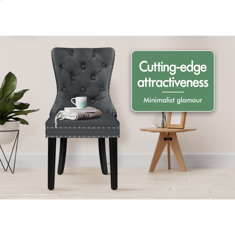 ALFORDSON 2x/4x Dining Chair Kitchen Padded Diamond Tufted Velvet Leather Fabric - Picture 93 of 114