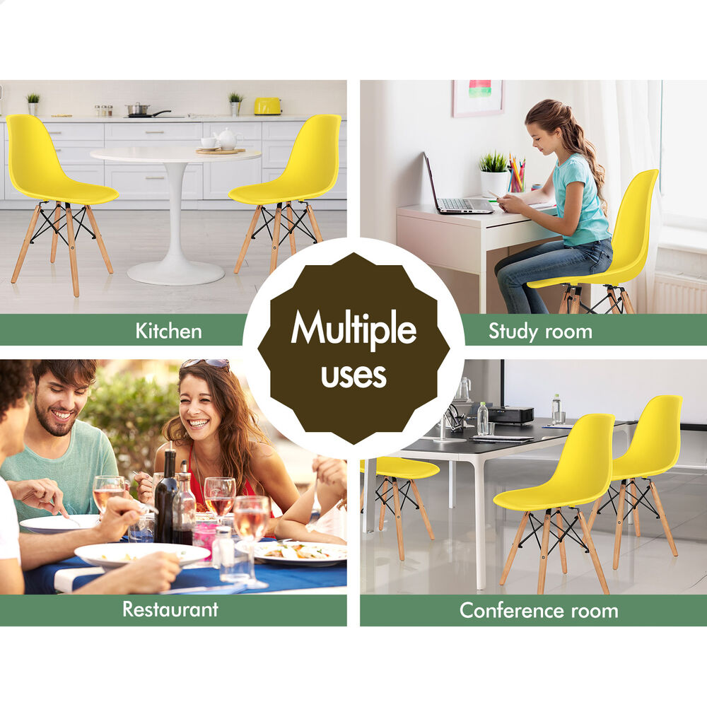 ALFORDSON 4x Dining Chairs Retro Steel Kitchen Lounge Cafe Side Solid Wood PP - Picture 60 of 68