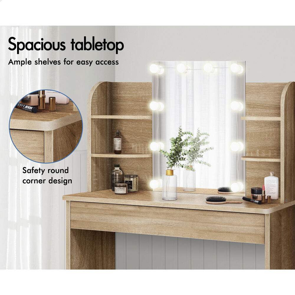 ALFORDSON Dressing Table Stool Set Makeup Mirror Storage Vanity Desk LED Bulbs - Picture 33 of 520