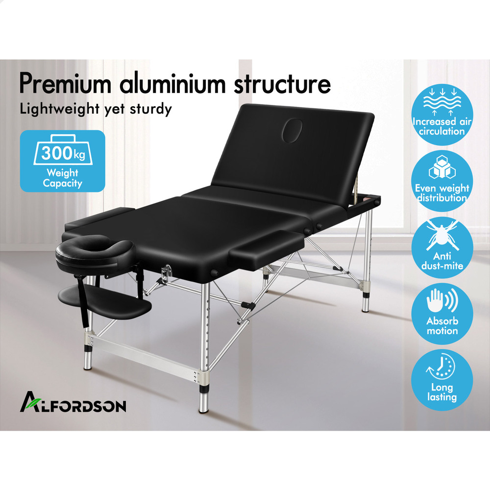 ALFORDSON Massage Table 3 Fold 65/75/85cm Foldable Portable Bed Aluminium Desk - Picture 39 of 168