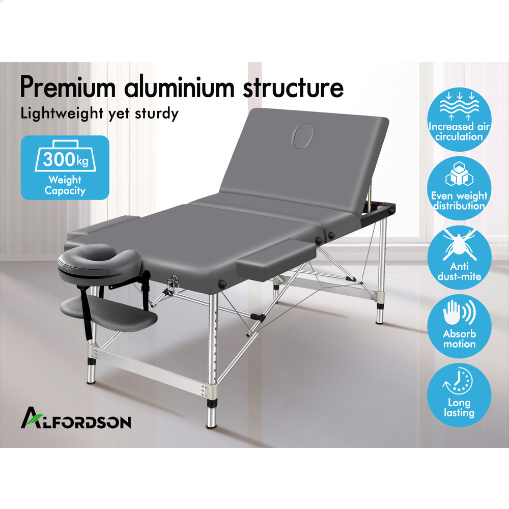 ALFORDSON Massage Table 3 Fold 65/75/85cm Foldable Portable Bed Aluminium Desk - Picture 51 of 168
