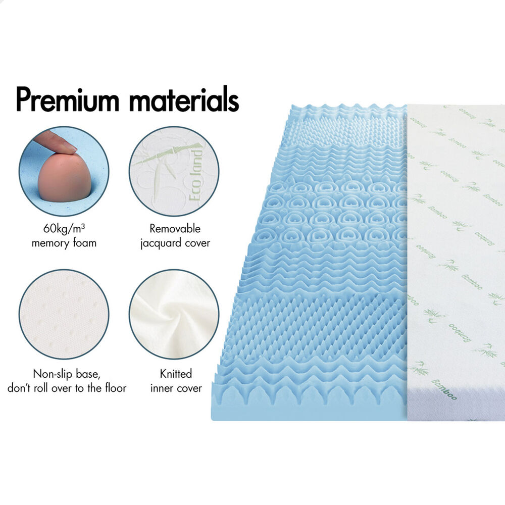 STARRY EUCALYPT Memory Foam Mattress Topper 5/8/10/12cm Bamboo 7-Zone Cool Gel - Picture 111 of 912
