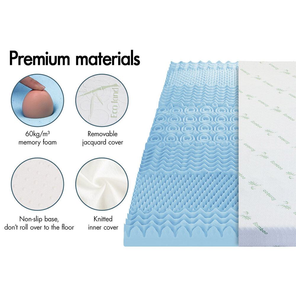 STARRY EUCALYPT Memory Foam Mattress Topper 5/8/10/12cm Bamboo 7-Zone Cool Gel - Picture 567 of 912