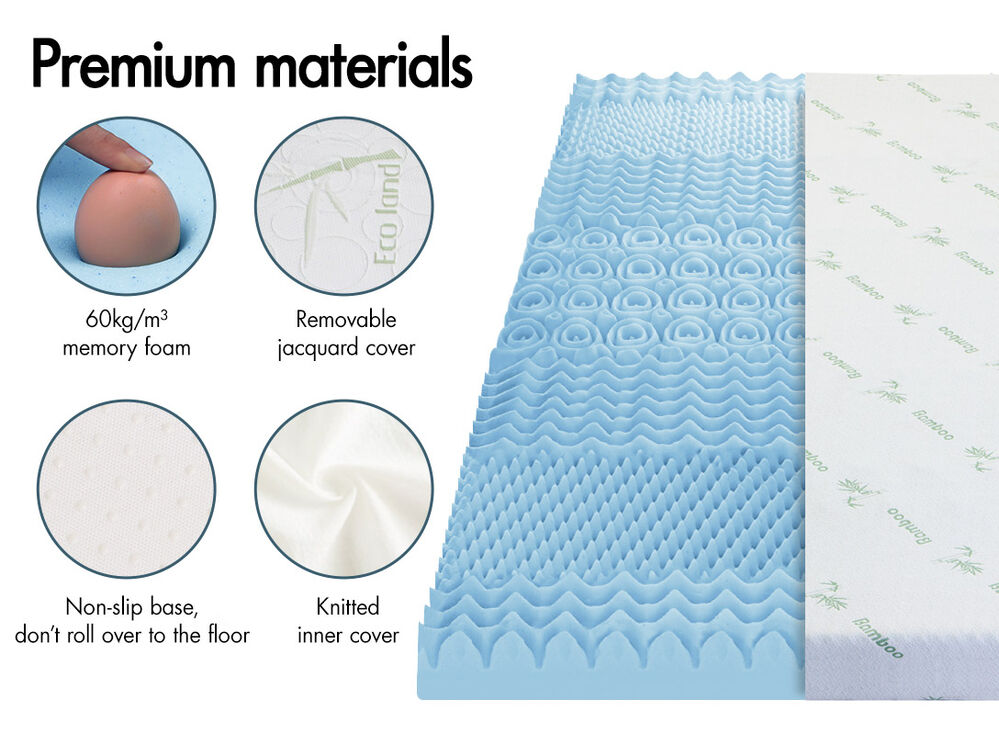 STARRY EUCALYPT Memory Foam Mattress Topper 7-Zone 5cm Cool Gel Bamboo Fabric - Picture 15 of 72