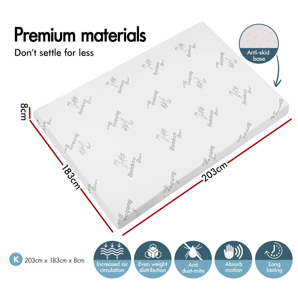 STARRY EUCALYPT Memory Foam Mattress Topper 5/8/10/12cm Bamboo 7-Zone Cool Gel - Picture 423 of 912