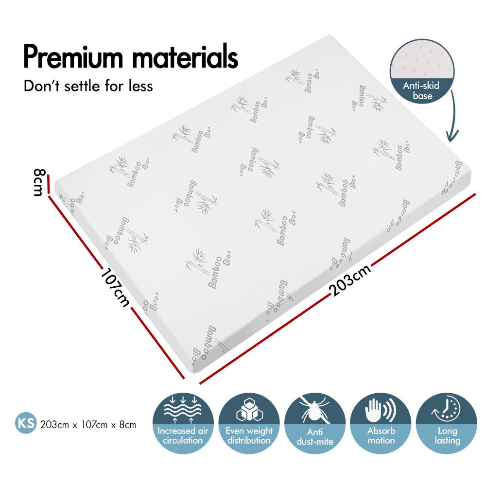 STARRY EUCALYPT Memory Foam Mattress Topper 5/8/10/12cm Bamboo 7-Zone Cool Gel - Picture 387 of 912