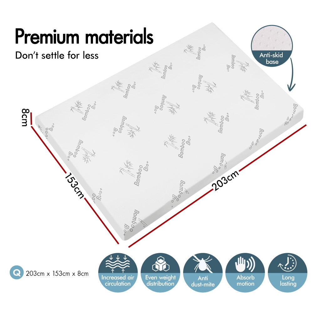 STARRY EUCALYPT Memory Foam Mattress Topper 5/8/10/12cm Bamboo 7-Zone Cool Gel - Picture 411 of 912