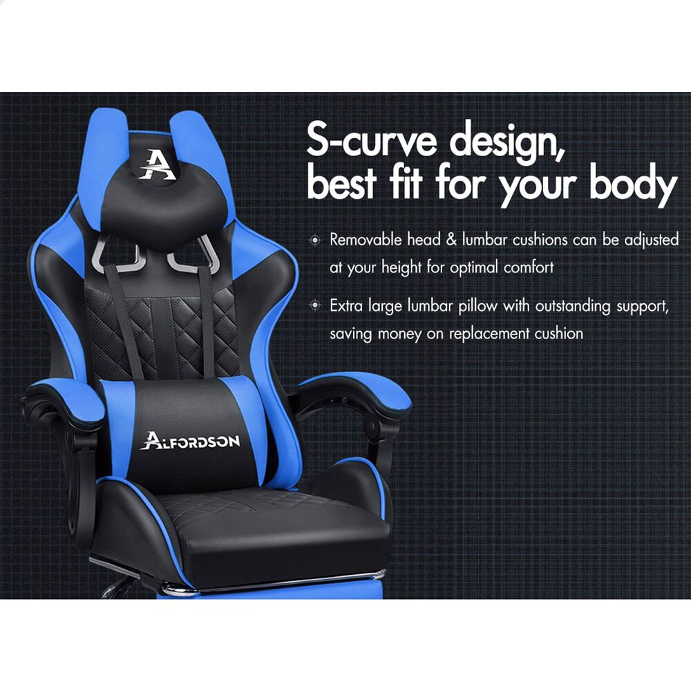 ALFORDSON Gaming Chair Office Executive Racer Larger Lumbar Cushion Seat Leather - Picture 17 of 74