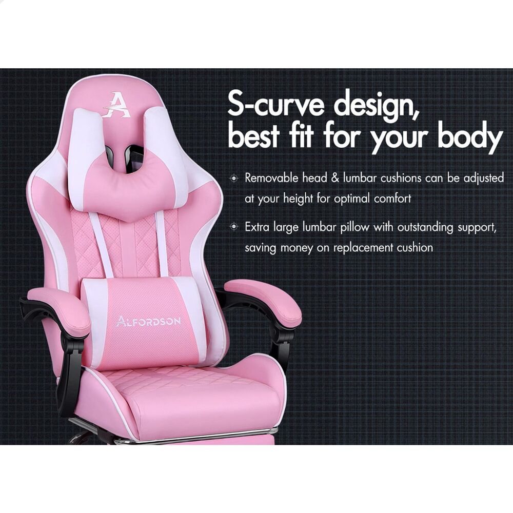 ALFORDSON Gaming Chair Office Executive Racer Larger Lumbar Cushion Seat Leather - Picture 41 of 74
