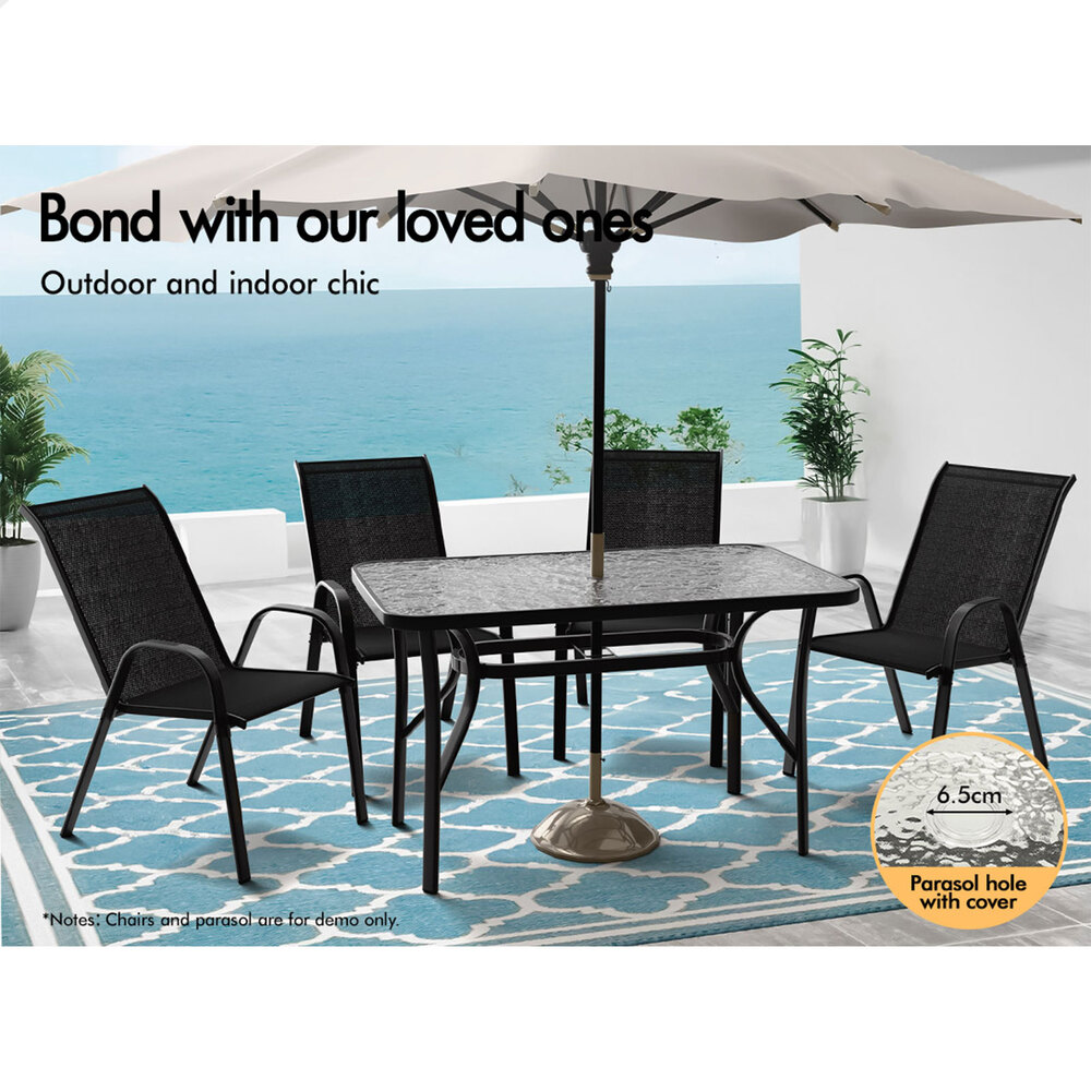 ALFORDSON Outdoor Furniture Patio Dining Table Garden Glass Black Grey Coffee - Picture 15 of 84