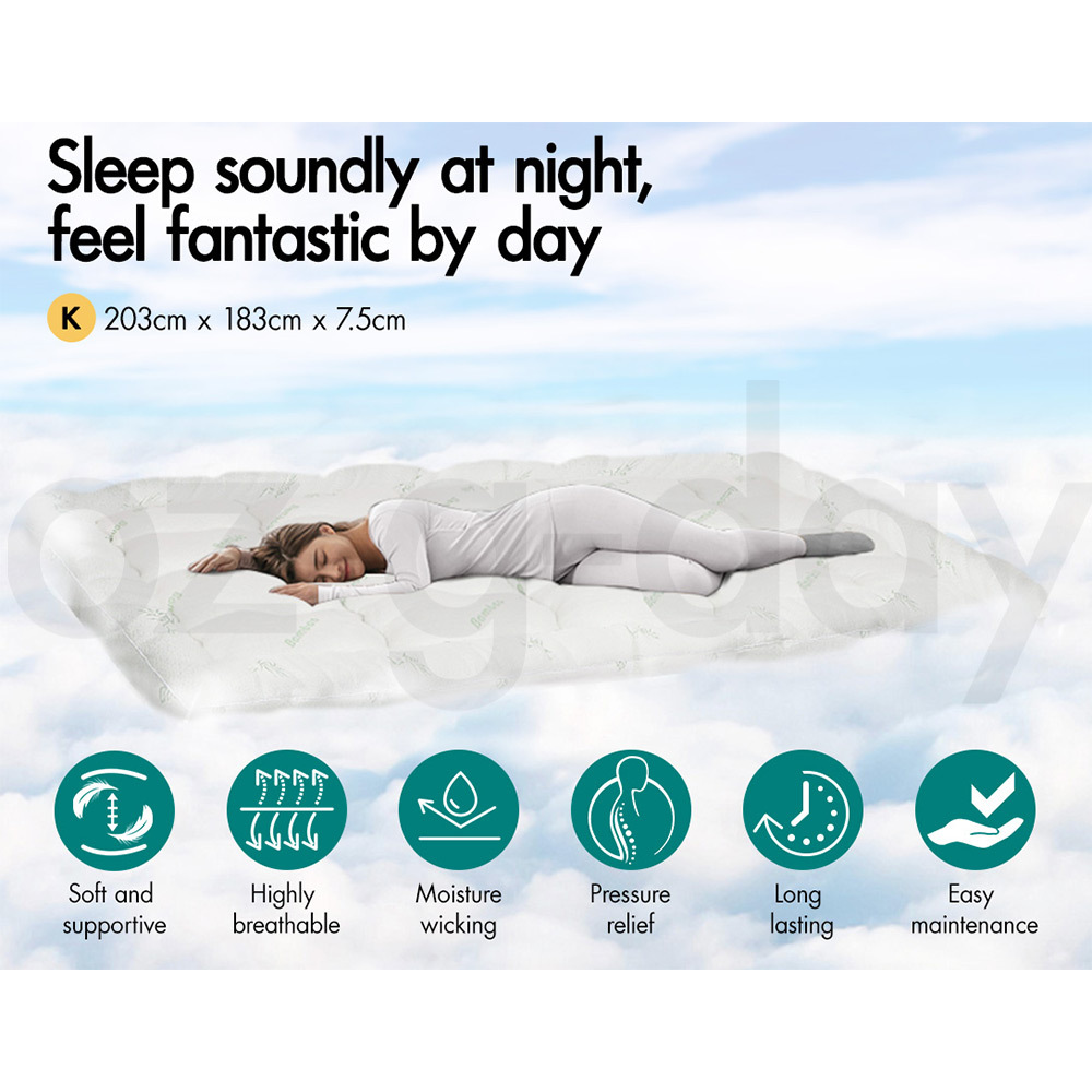 STARRY EUCALYPT Mattress Topper Pillowtop Luxury Bedding Mat Cover All Sizes 7cm - Picture 7 of 244