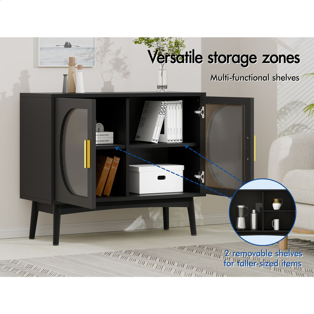 ALFORDSON Buffet Sideboard Storage Cabinet Cupboard Rattan Fluted Doors Kitchen - Picture 15 of 48