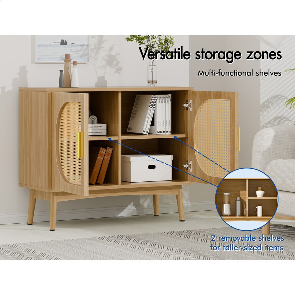 ALFORDSON Buffet Sideboard Storage Cabinet Cupboard Rattan Fluted Doors Kitchen - Picture 39 of 48