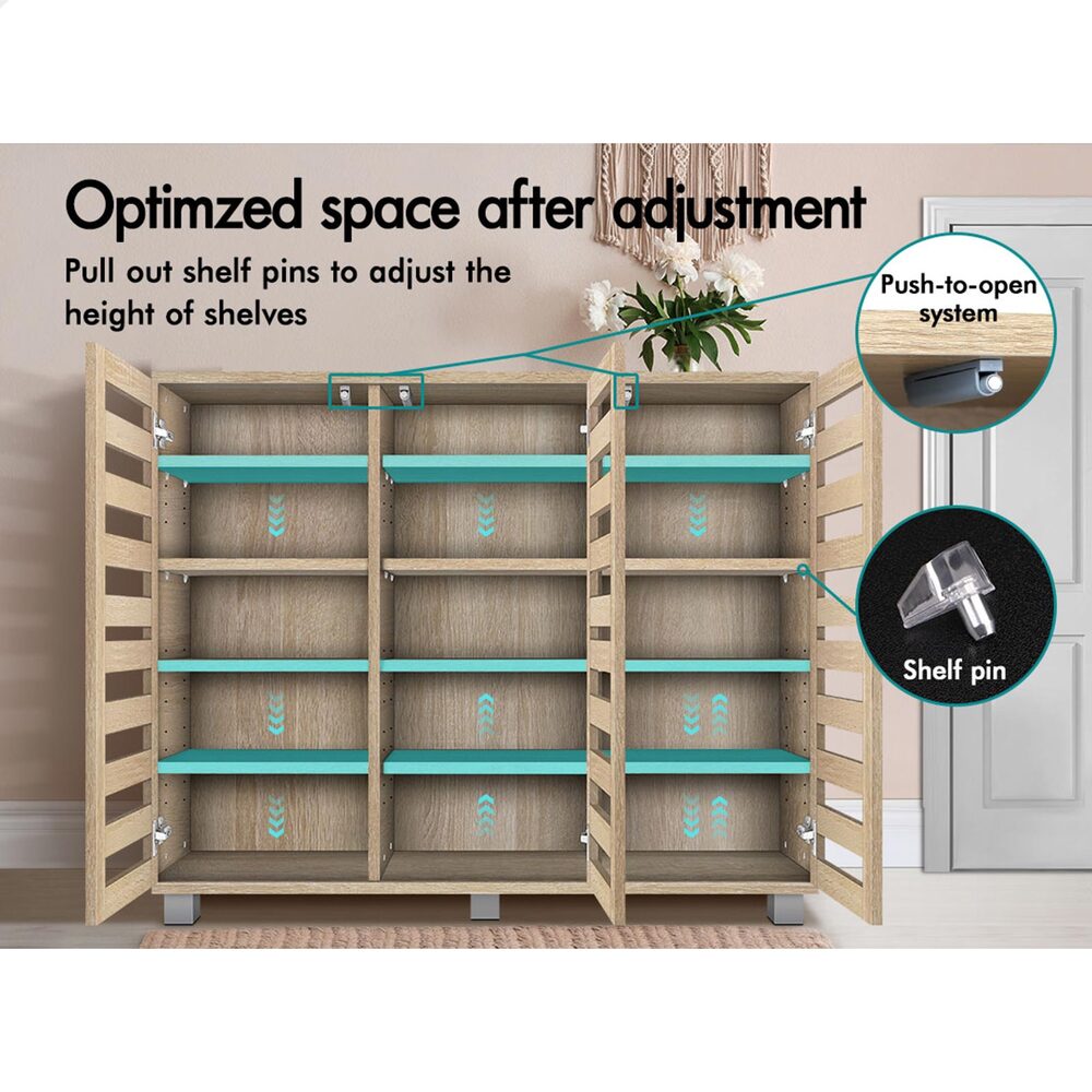 ALFORDSON Shoe Cabinet Storage Rack Drawer Organiser Shelf 21/30 Pairs Wood - Picture 71 of 92