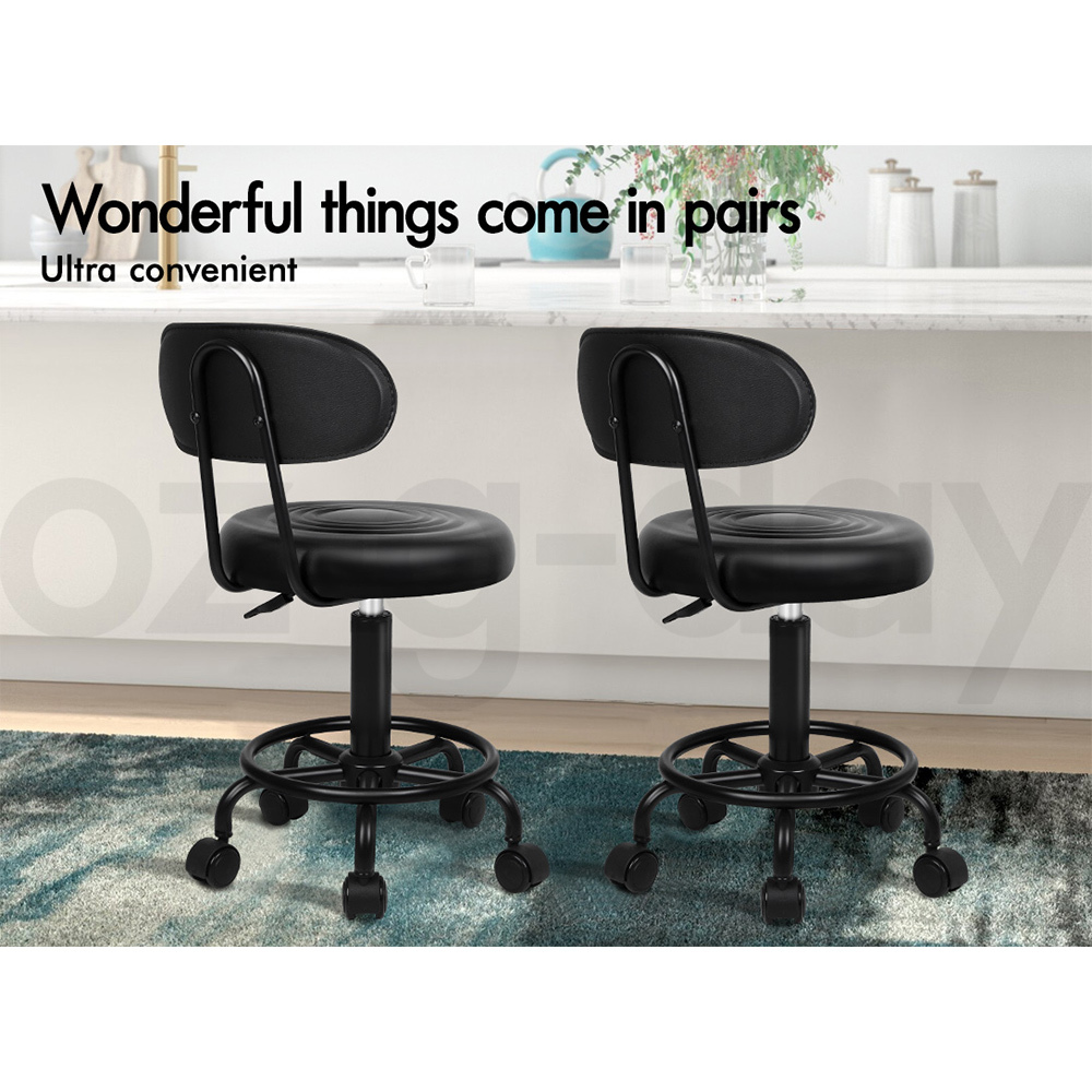 ALFORDSON Salon Stool Backrest Swivel Barber Hair Dress Leather Chair Declan - Picture 25 of 32