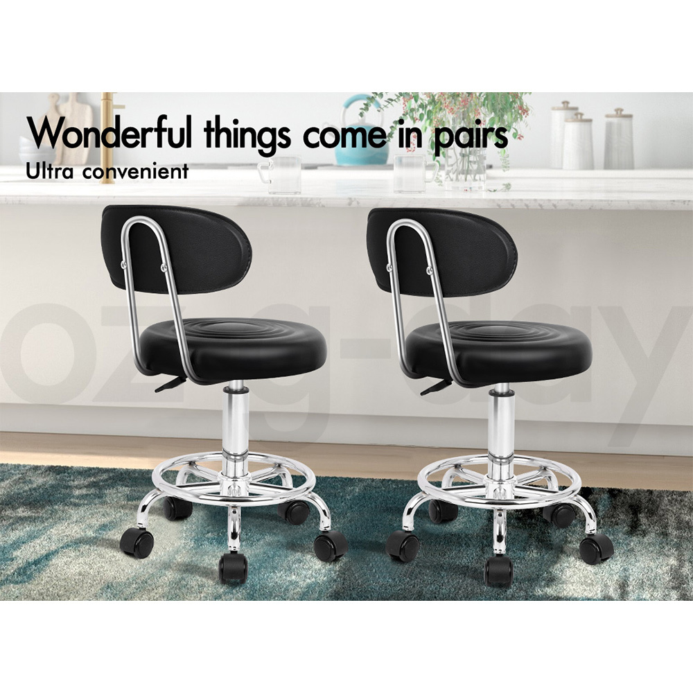 ALFORDSON Salon Stool Backrest Swivel Barber Hair Dress Leather Chair Declan - Picture 5 of 32