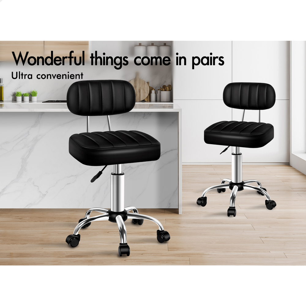 ALFORDSON Salon Stool Backrest Swivel Barber Hair Dress Leather Chair Lina - Picture 34 of 51