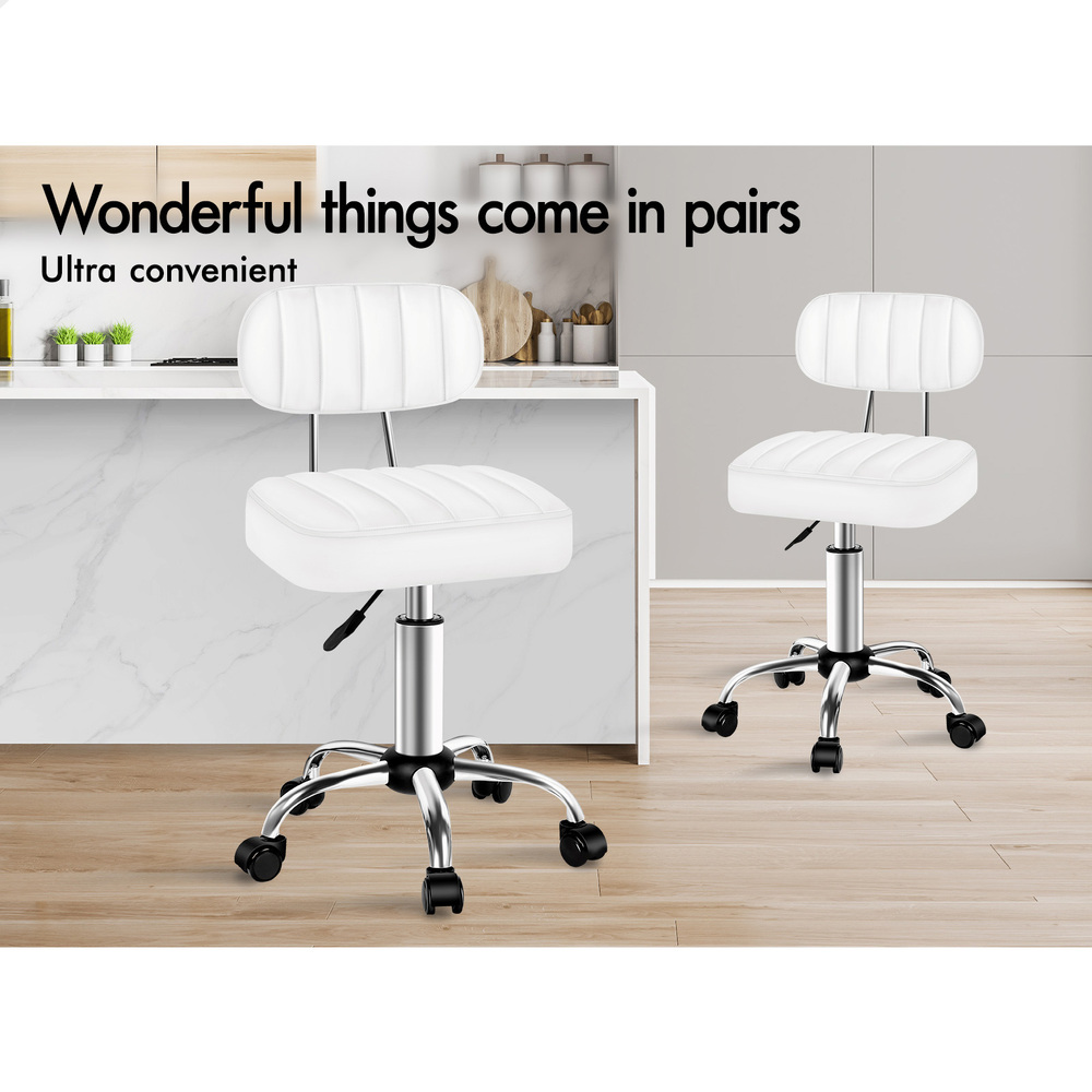 ALFORDSON Salon Stool Backrest Swivel Barber Hair Dress Leather Chair Lina - Picture 44 of 51