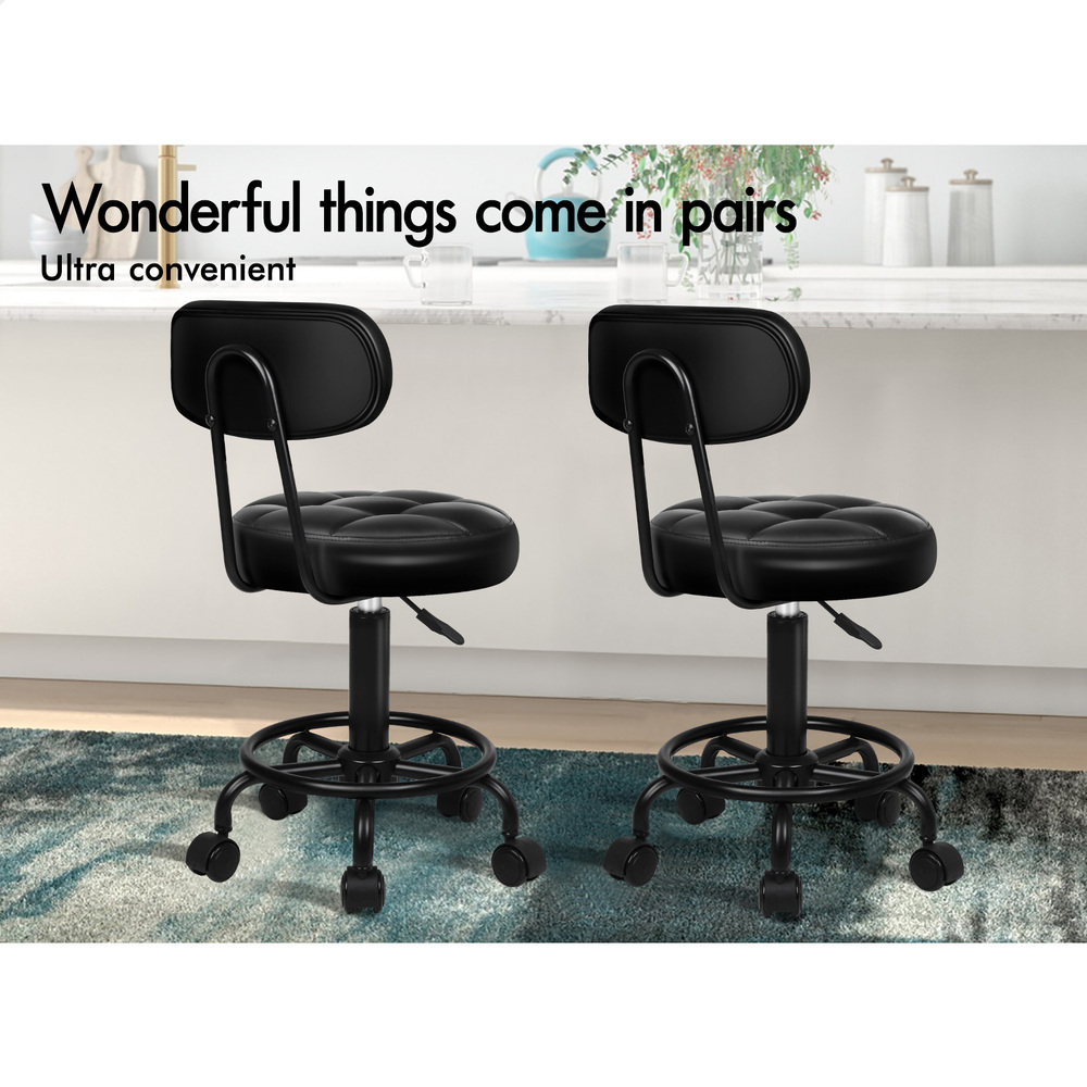 ALFORDSON Salon Stool Backrest Swivel Barber Hair Dress Leather Chair Riley - Picture 24 of 51